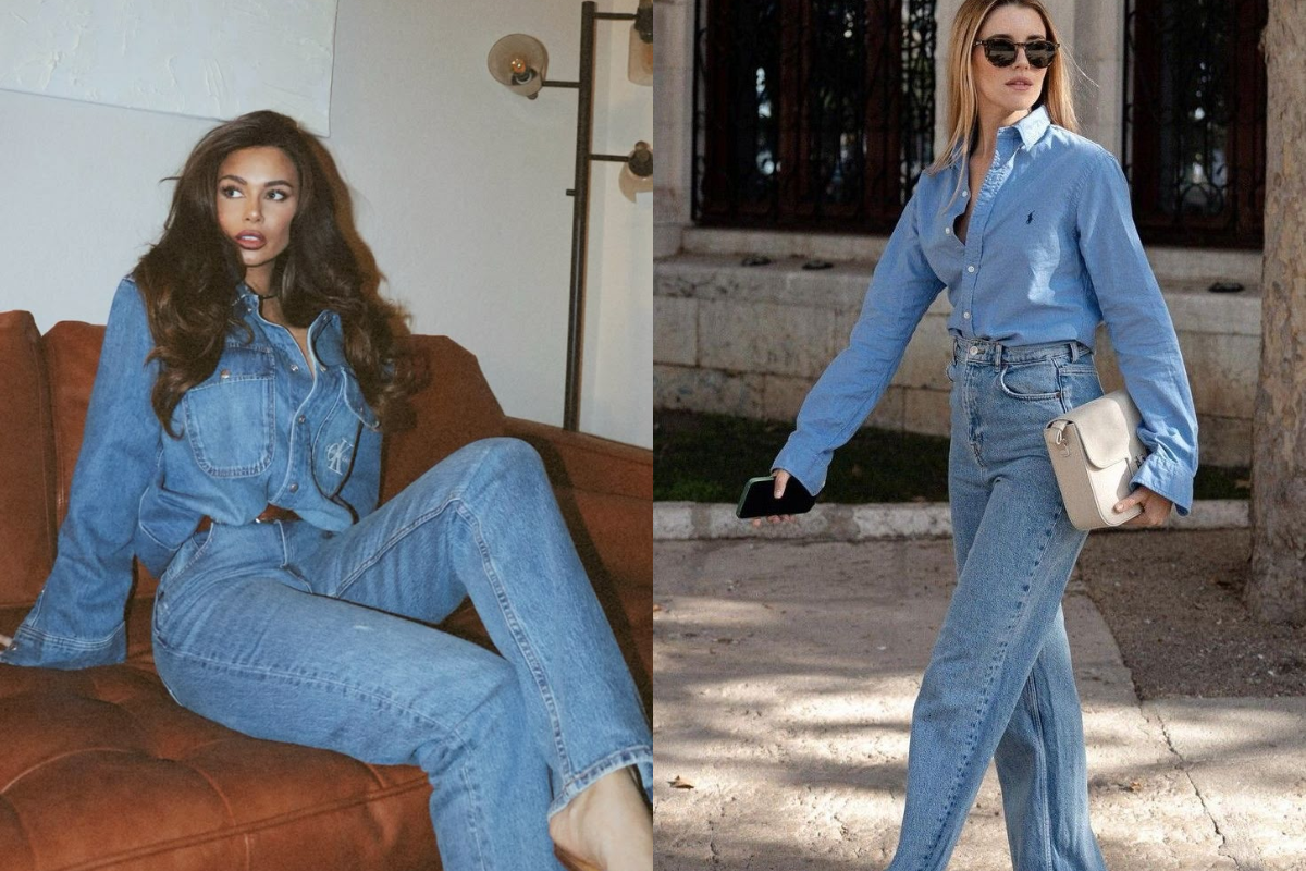 Mixing Classic Blue Denim With Neutral Tops For A Balanced Outfit