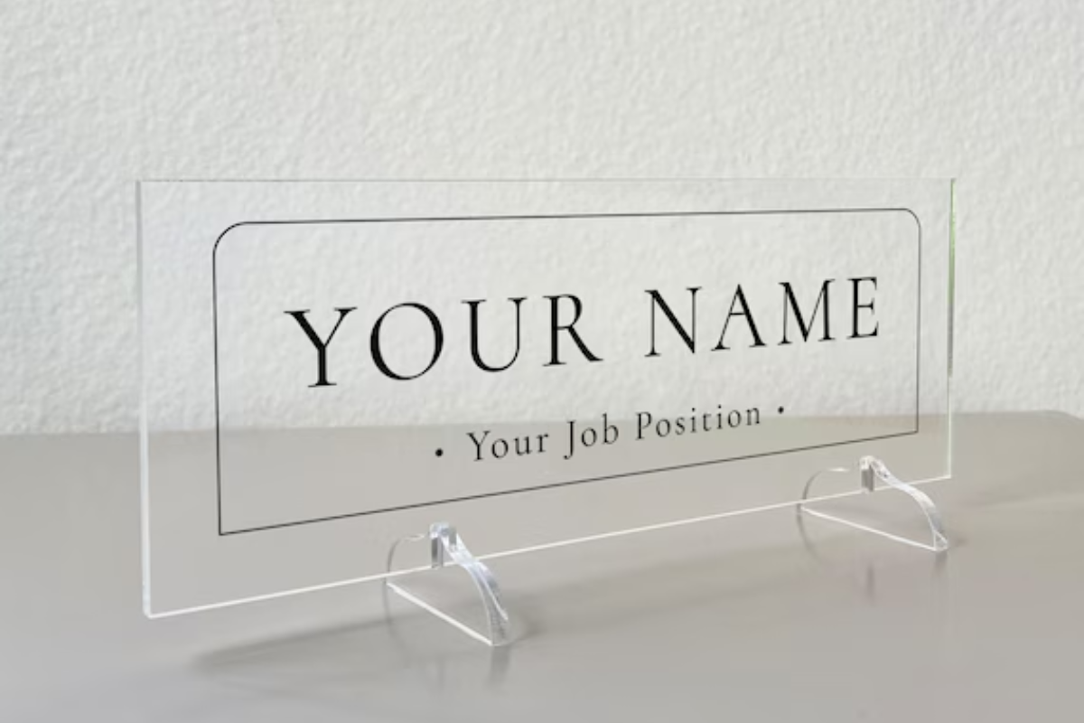 Acrylic Desk Name Plate Adds Elegance To Your Work or Home Office