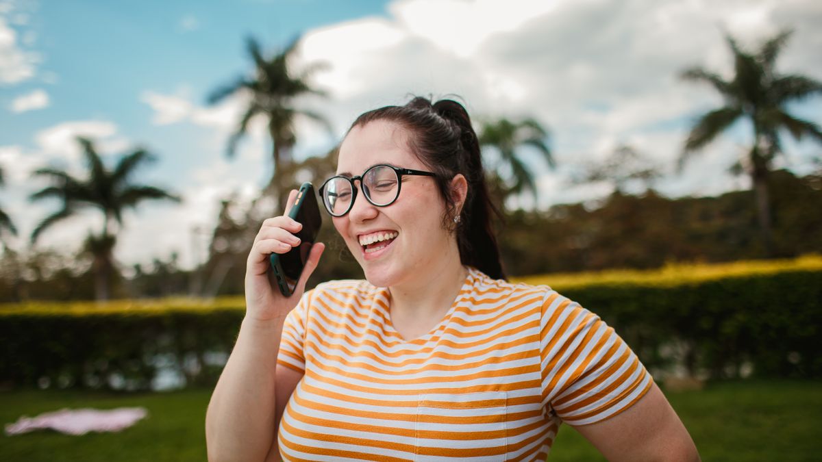 Woman on a call outdoors