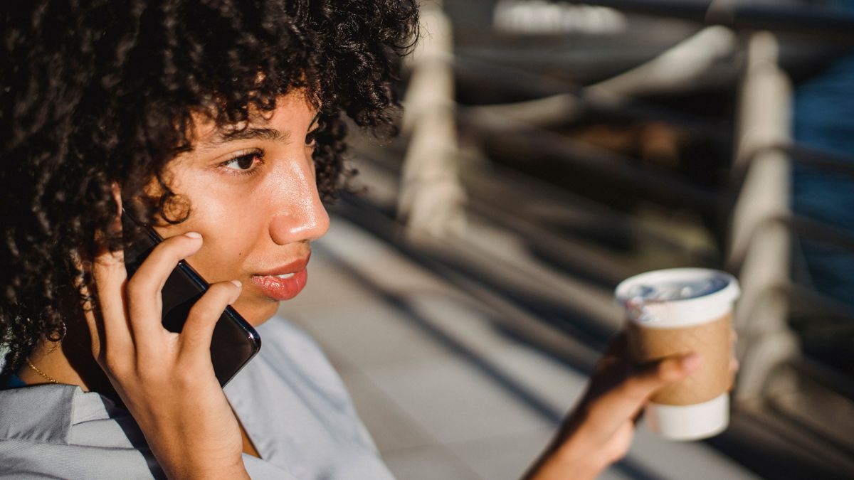 Close-up of a woman on a call